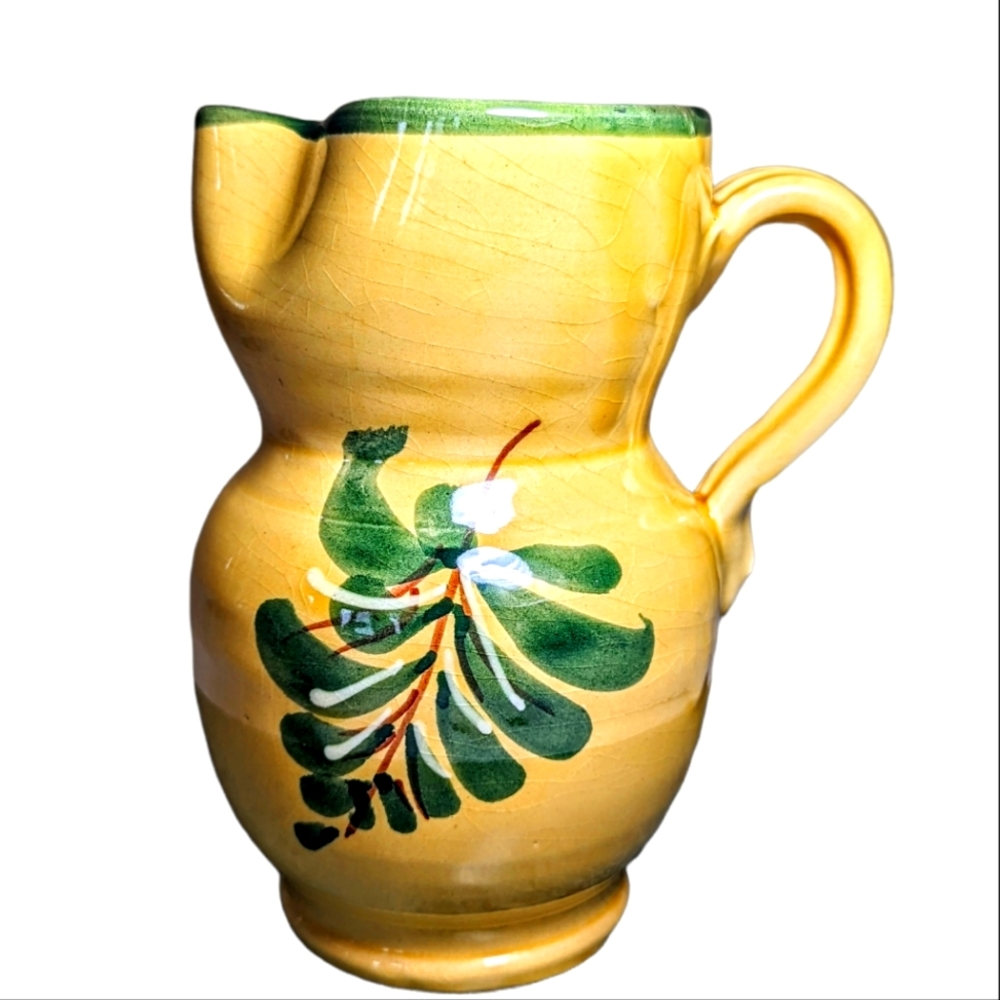 Lamas Made In Italy Hand Painted Water Milk Pitcher Vintage Majolica